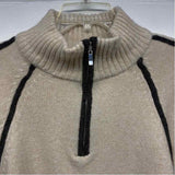 Z Supply Size M Women's Beige Stripe Zip Mock Neck Sweater