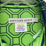 Gretchen Scott Size M-L Women's Navy-Green Geometric Shift Dress