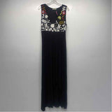 Caite Size L Women's Black-Multi Embroidered Maxi Dress