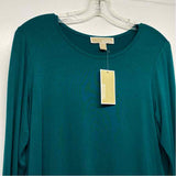Michael Michael Kors Size S Women's Teal Solid Crew Neck Long Sleeve Top