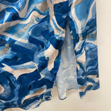 Nicole Miller Size 10-M Women's Blue-White Abstract One Shoulder Maxi Dress