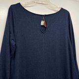 Soft Surroundings Size M Women's Blue Solid Maxi-Long Sleeve Dress