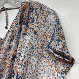 Tulle Size Xl Women's Blue-Multi Pattern Short Sleeve Dress