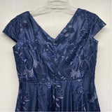 Alex Evenings Size 10-M Women's Navy Embroidered Maxi Dress