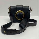 Polo by Ralph Lauren Black Leather Pebbled Crossbody Saddle Handbag