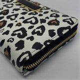 Betsey Johnson White-Black Faux Leather Hearts Zip Around Wallet