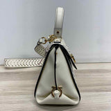 Salvatore Ferragamo Cream Leather Cutout Satchel Handbag