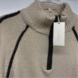 Z Supply Size M Women's Beige Stripe Zip Mock Neck Sweater