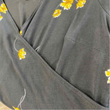 White House Black Market Size 12 Women's Black-Multi Floral Faux Wrap Dress