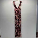 Intimately Free People Size L Women's Burgundy-Pink Pattern Maxi Dress