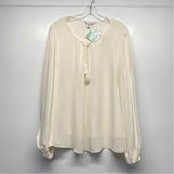 St. John Size L Women's Offwhite Solid Cold Shoulder Blouse