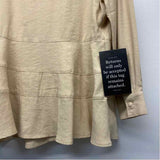 Pomander Place Size M Women's Tan Solid Button Up Shirt