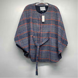 Andersen & Lauth Size One Fits All Women's Blue-Multi Plaid Poncho-Cape