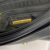 Antik Kraft Black Faux Leather Pebbled Satchel Handbag