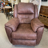 Southern Motion Solid Brown Faux Leather Electric Recliner with power head
