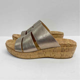 Kork-Ease Size 7 Women's Silver Shimmer Wedge Sandals