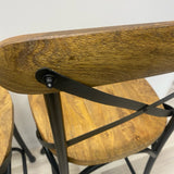 Counter Height Brown-Black Wood-Metal Stool - Set of 2