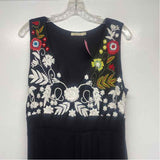 Caite Size L Women's Black-Multi Embroidered Maxi Dress
