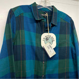 Toad&Co Size L Women's Green-Blue Plaid Button Up Shirt