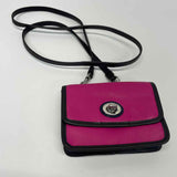Coach Fuschia-Black Leather Colorblock Crossbody Handbag