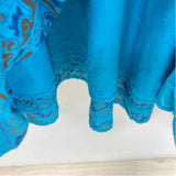 Cleobella Size S Women's Teal-Mullticolor Pattern Maxi-Short Sleeve Dress