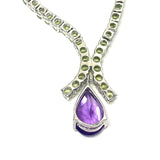 Pearl cut Peridot and Amethyst tennis necklace 925 Sterling Silver Necklace