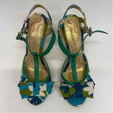 Poetic License Size 38-7 Women's Teal-Multi Pattern Heel Shoes