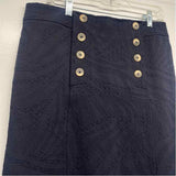 J.McLaughlin Size 12 Women's Navy Brocade Pencil-Knee Skirt