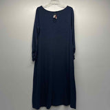Soft Surroundings Size M Women's Blue Solid Maxi-Long Sleeve Dress