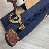 Longchamp Navy-Brown Fabric Colorblock Satchel Handbag