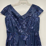 Alex Evenings Size 10-M Women's Navy Embroidered Maxi Dress