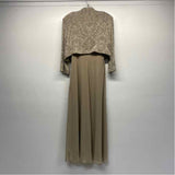 Alex Evenings Size 12-L Women's Beige Color Block Maxi 2 PC Dress