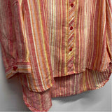 Coldwater Creek Size PL Women's Red-Multi Stripe Button Up Shirt