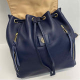 Levenger Navy Leather Solid Backpack Handbag
