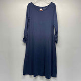 Soft Surroundings Size M Women's Blue Solid Maxi-Long Sleeve Dress