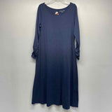 Soft Surroundings Size M Women's Blue Solid Maxi-Long Sleeve Dress