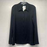 Tibi Size 10-M Women's Soft Drape Solid Black Button Up Blouse