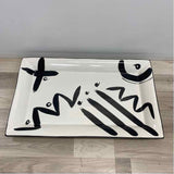 Mikasa Handcrafted Collection Reggae White-Black Ceramic Platter