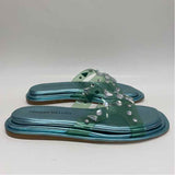 Tamara Mellon Stellaire Size 38-7.5 Women's Aqua Beaded Slide Sandals