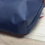 Longchamp Navy-Brown Fabric Colorblock Satchel Handbag