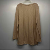 Soft Surroundings Size Xl Women's Brown-White Stripe Crew Neck Long Sleeve Top