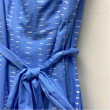 Anne Klein Size 10-M Women's Blue-White Pattern Sleeveless Fit And Flare Dress