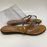 Italian Shoe Makers Size 9 Women's Brown-Green Braided Flats Camel Toe Sandals