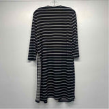 Mariel Size S-M Women's Black-White Stripe Maxi-Open Front Long Sleeve Top