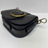 Polo by Ralph Lauren Black Leather Pebbled Crossbody Saddle Handbag