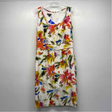 Worth Size 6-S Women's White-Multicolor Pattern Sheath Dress