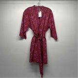 Ahimsa Women's Red-Pink Pattern Belted Short Robe