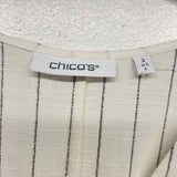 Chico's Size 2-L Women's White-Silver Stripe Maxi-Short Sleeve Dress