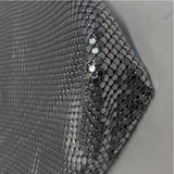 Olga Berg Silver Mesh Shimmer Clam Shell Clutch