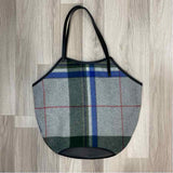 Jack Gomme Gray-Multi Fabric Plaid Tote Handbag